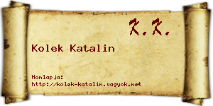 Kolek Katalin névjegykártya